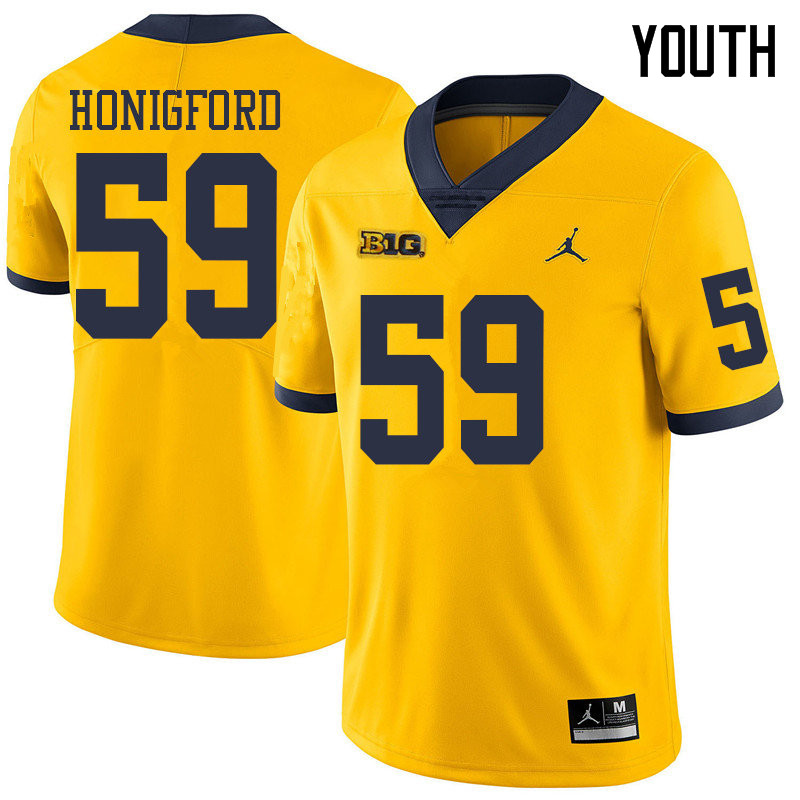 Jordan Brand Youth #59 Joel Honigford Michigan Wolverines College Football Jerseys Sale-Yellow